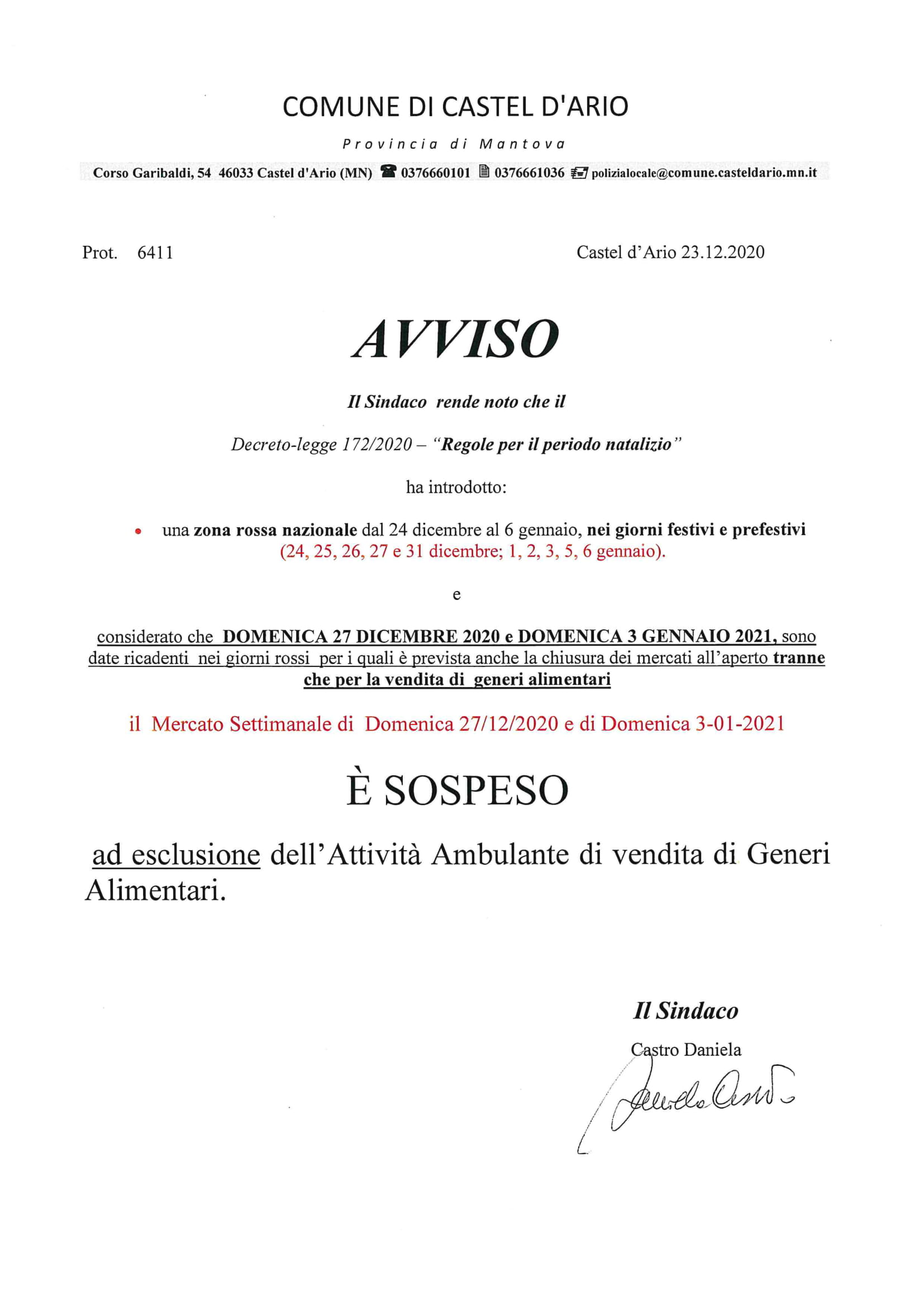 AVVISO SOSPENSIONE MERCATO PERIODO NATALIZIO 1